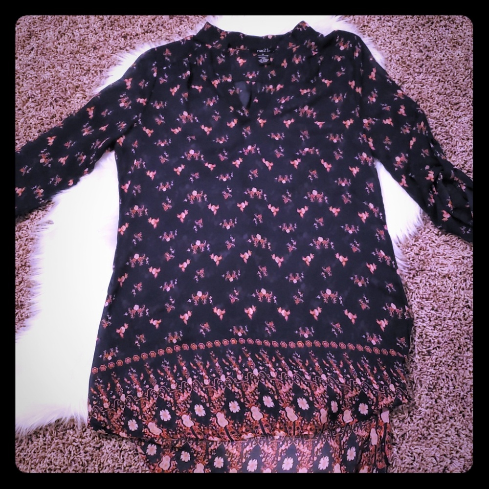 Navy Floral Blouse